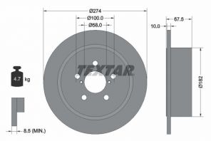 Textar 92167800 - Brzdový kotúč -