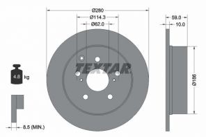 Textar 92168103 - Brzdový kotúč -