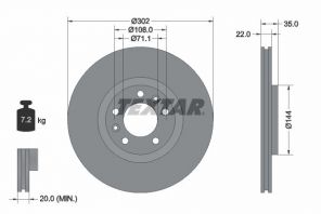 Textar 92197103 - Brzdový kotúč -