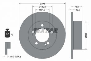 Textar 92228800 - Brzdový kotúč -
