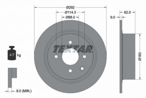 Textar 92234303 - Brzdový kotúč -