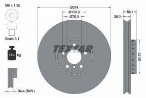 Textar 92266325 - Brzdový kotúč -
