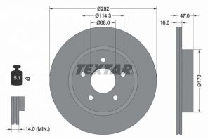 Textar 92278103 - Brzdový kotúč -