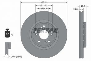 Textar 92283303 - Brzdový kotúč -