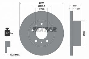 Textar 93104700 - Brzdový kotúč -