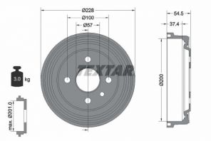 Textar 94007800 - Brzdový bubon -
