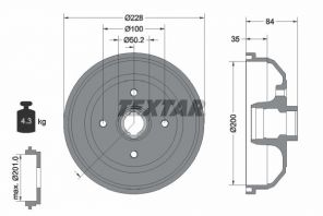 Textar 94009900 - Brzdový bubon -
