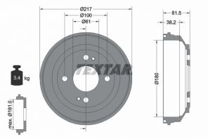 Textar 94017500 - Brzdový bubon -