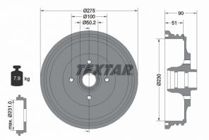 Textar 94018900 - Brzdový bubon -