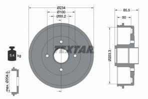 Textar 94019600 - Brzdový bubon -