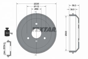 Textar 94022400 - Brzdový bubon -