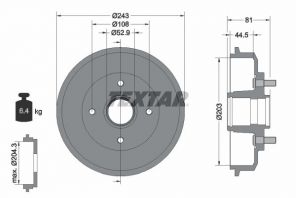 Textar 94022500 - Brzdový bubon -