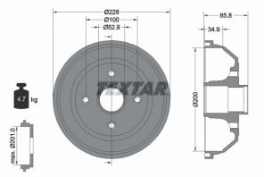 Textar 94024100 - Brzdový bubon -