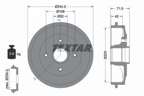 Textar 94026600 - Brzdový bubon -