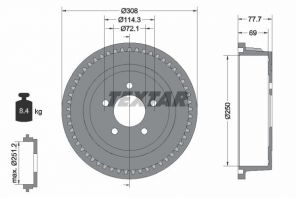 Textar 94028100 - Brzdový bubon -