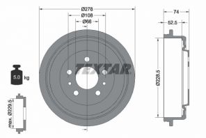 Textar 94028300 - Brzdový bubon -