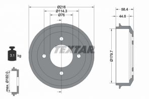 Textar 94030300 - Brzdový bubon -
