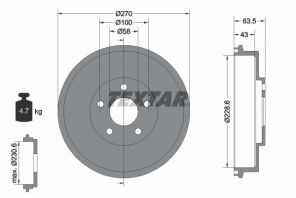 Textar 94031000 - Brzdový bubon -