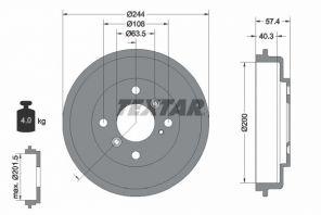 Textar 94031900 - Brzdový bubon -