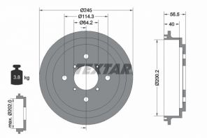 Textar 94032600 - Brzdový bubon -