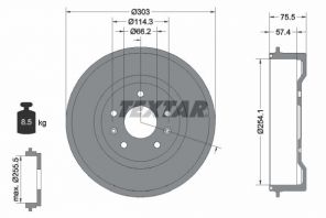 Textar 94032800 - Brzdový bubon -