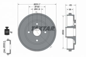 Textar 94033200 - Brzdový bubon -