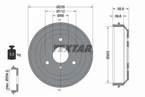 Textar 94035600 - Brzdový bubon -