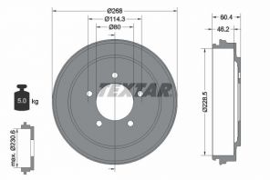 Textar 94036300 - Brzdový bubon -