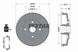 Textar 94036500 - Brzdový bubon -