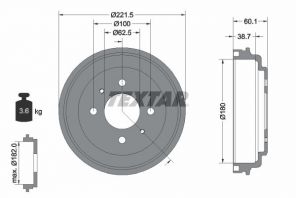 Textar 94037600 - Brzdový bubon -