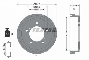 Textar 94037800 - Brzdový bubon -