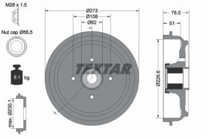 Textar 94037900 - Brzdový bubon -