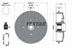 Textar 94041200 - Brzdový bubon -