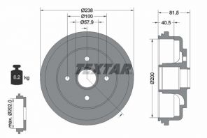 Textar 94043100 - Brzdový bubon -