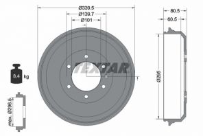 Textar 94043300 - Brzdový bubon -