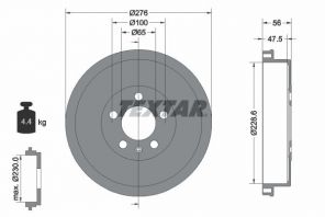 Textar 94044600 - Brzdový bubon -