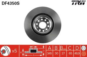 TRW DF4350S - Brzdový kotúč -