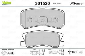 Valeo 301520 - Brzdové platničky -