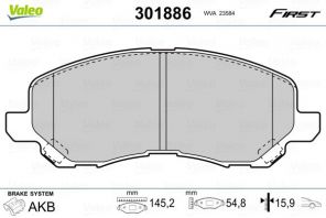 Valeo 301886 - Brzdové platničky -