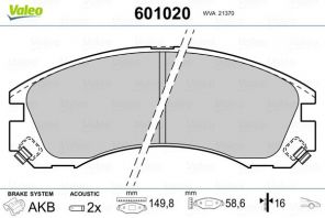 Valeo 601020 - Brzdové platničky -