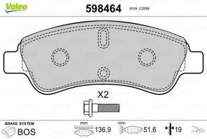Valeo 598464 - Brzdové platničky -