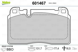 Valeo 601467 - Brzdové platničky -