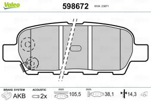 Valeo 598672 - Brzdové platničky -