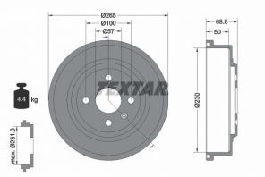 Textar 94031500 - Brzdový bubon -