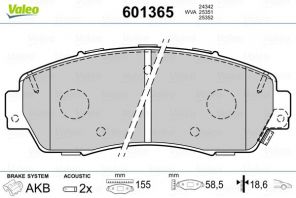 Valeo 601365 - Brzdové platničky -