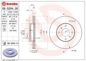 Brembo 09.5254.21 - Brzdový kotúč -