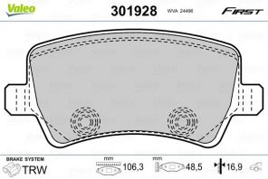 Valeo 301928 - Brzdové platničky -