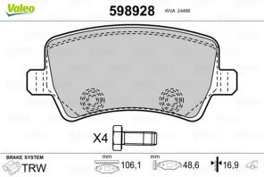 Valeo 598928 - Brzdové platničky -