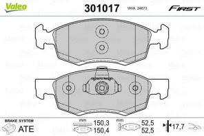 Valeo 301017 - Brzdové platničky -