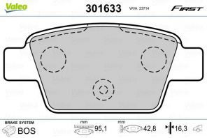Valeo 301633 - Brzdové platničky -